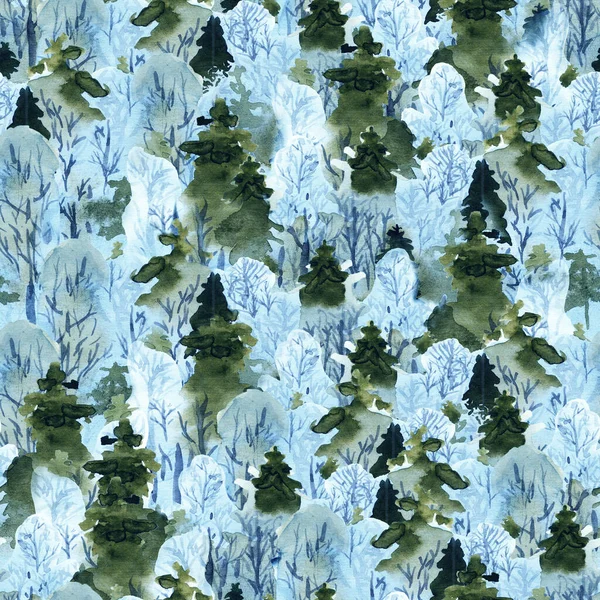 Безшовний візерунок з зимовим лісом — стокове фото