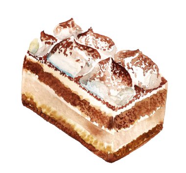 Tiramisu İtalyan tatlı suluboya