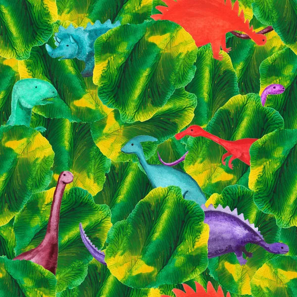 Seamless pattern with cartoon dinosaurs. — Stock Photo, Image