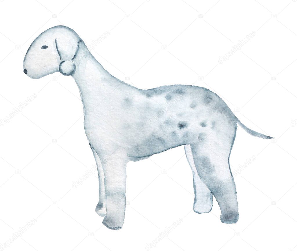 Watercolor image of Bedlington Terrier