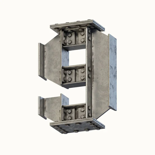 Steel Beam Font Rendering Number — Stock Photo, Image