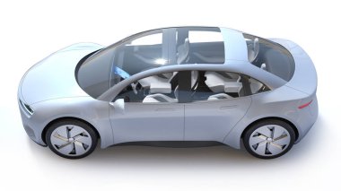 Beyaz arka plan üzerinde 3d render izole elektrikli otomobil