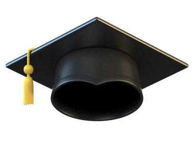 Beyaz arka plan üzerinde 3d render izole mezuniyet Cap
