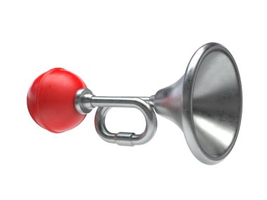 Klakson, retro havalı korna, korna, beyaz, 3d render izole siren