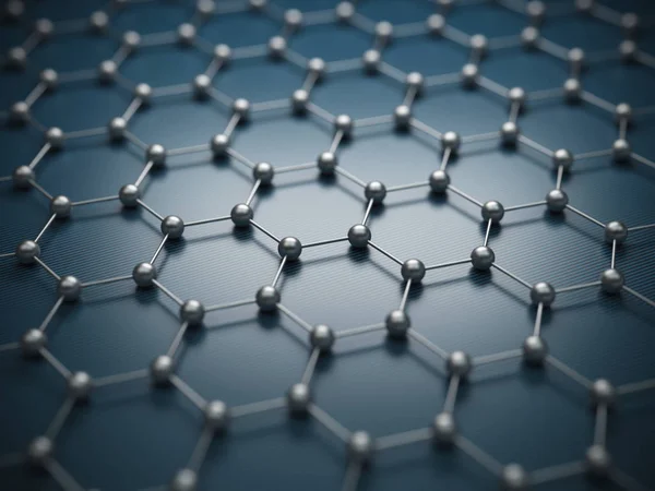 Graphen Molekularraster Graphen Atomares Strukturkonzept Sechseckige Geometrische Form Nanotechnologie Hintergrund — Stockfoto