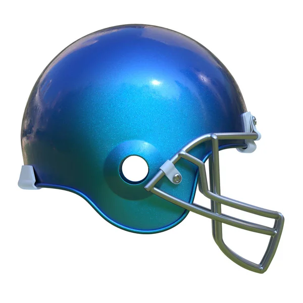 American Football Blauer Helm Isoliert Auf Weißem Hintergrund Rendering — Stockfoto