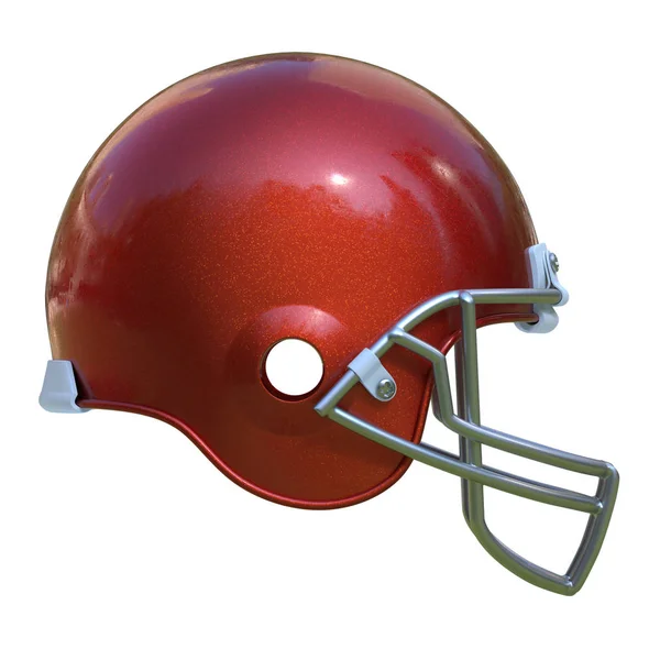 American Football Roter Helm Isoliert Auf Weißem Hintergrund Rendering — Stockfoto