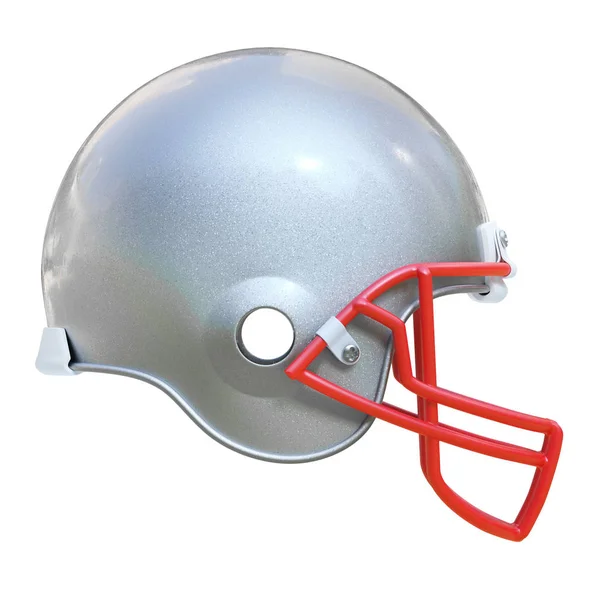 Football Americano Casco Argento Isolato Sfondo Bianco Rendering — Foto Stock