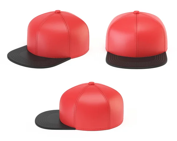 Rosso Nero Snap Back Mock Modello Cappello Vuoto Varie Viste — Foto Stock