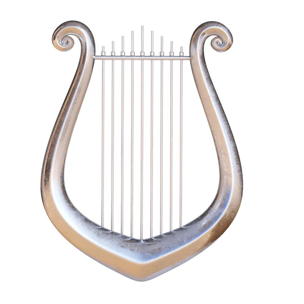 Silver Lyre Isolated White Background Rendering — Stock Photo, Image