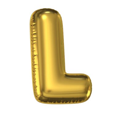 Altın balon yazı tipi 3d görüntüleme, harf L