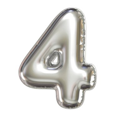 Gümüş balon yazı tipi 3D görüntüleme, numara 4