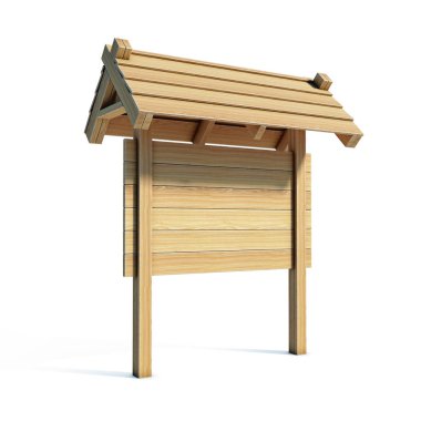 Tahta uyarı tahtası, park afişi, 3D çizim.