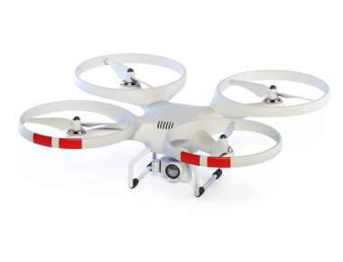İnsansız hava aracı beyaz arkaplanda izole edildi 3d illüstrasyon