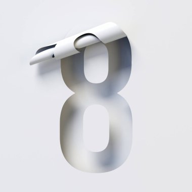 3 boyutlu kıvrımlı kağıt yazı tipini 8 numaradan kes