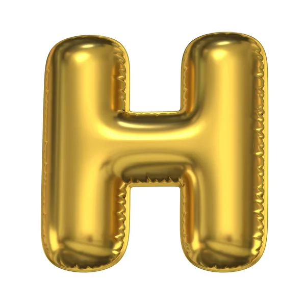 金色气球字体3D渲染 字母H — 图库照片