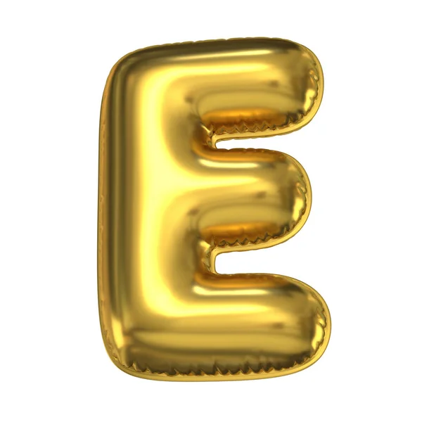 金色气球字体3D渲染 字母E — 图库照片