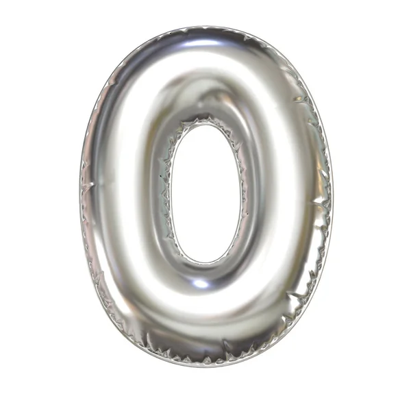 Srebrny Balon Czcionka Rendering Liczba — Zdjęcie stockowe
