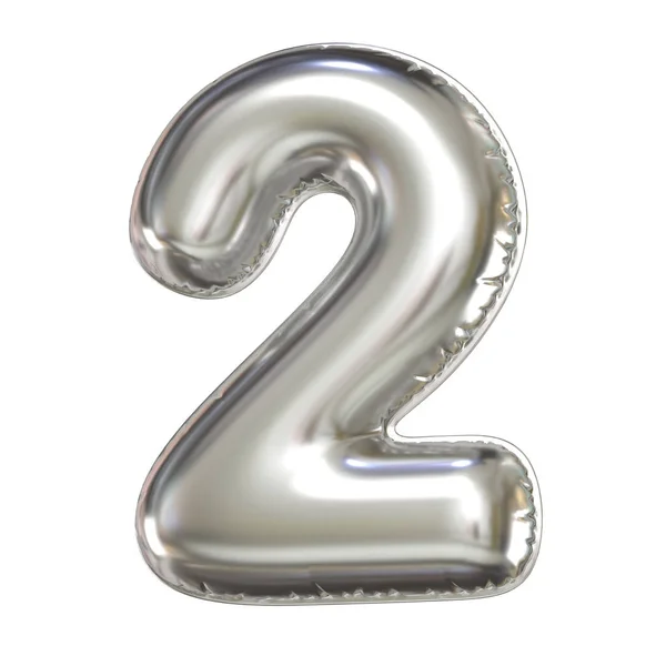 Zilveren Ballon Lettertype Rendering Nummer — Stockfoto