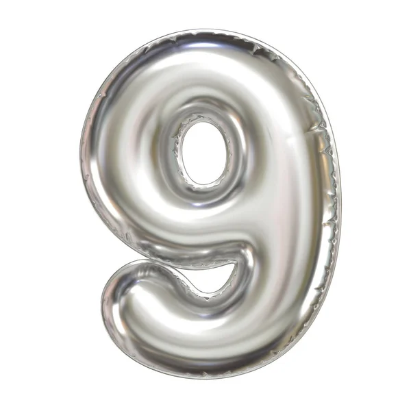 Silberne Ballonschrift Rendering Number — Stockfoto