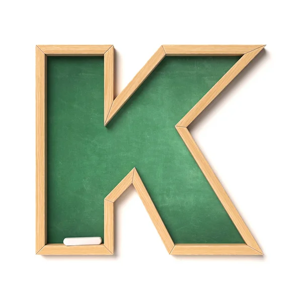 黑板字体3D渲染字母K — 图库照片