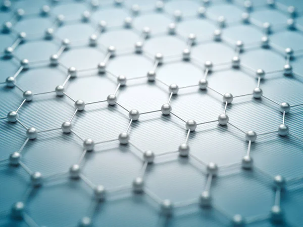 Graphen Molekularraster Graphen Atomares Strukturkonzept Sechseckige Geometrische Form Nanotechnologie Hintergrund — Stockfoto