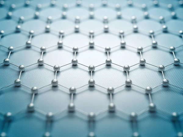 stock image Graphene molecular grid, graphene atomic structure concept, hexagonal geometric form, nanotechnology background 3d rendering