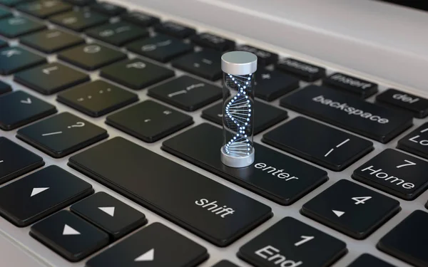 Dna Ikon Laptop Tangentbord Dna Forskningskoncept Online Genotyp Testning Rendering — Stockfoto