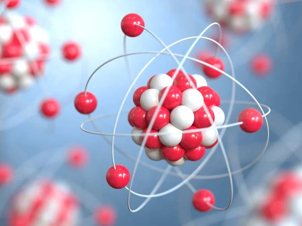 Atome Rendering Protonen Neutronen Und Elektronen — Stockfoto