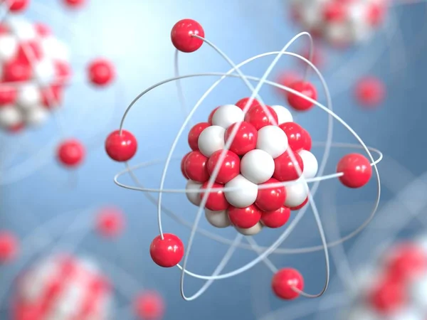 Renderowanie Atomów Neutrony Elektrony Protonów — Zdjęcie stockowe