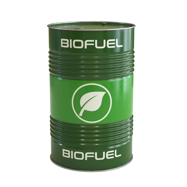 生物燃料桶 生物燃料符号3D渲染 — 图库照片