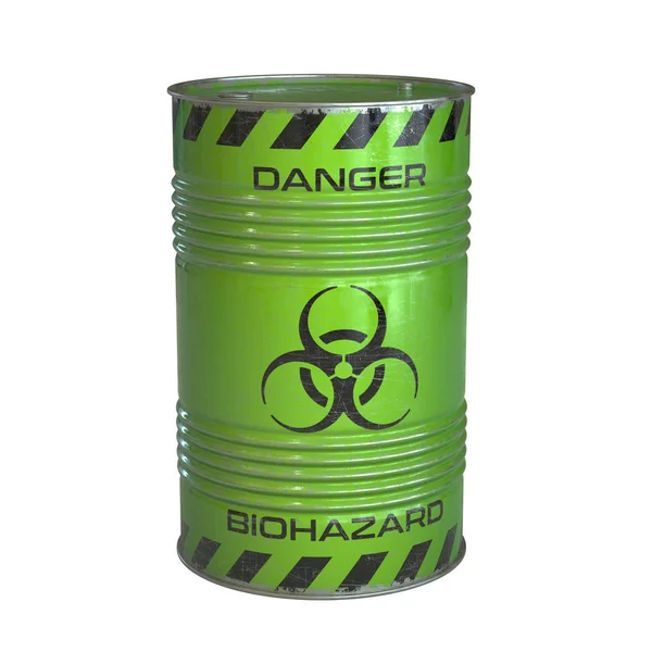 Biohazard Waste Yellow Barrel Biohazard Symbol Rendering — Stock Photo, Image