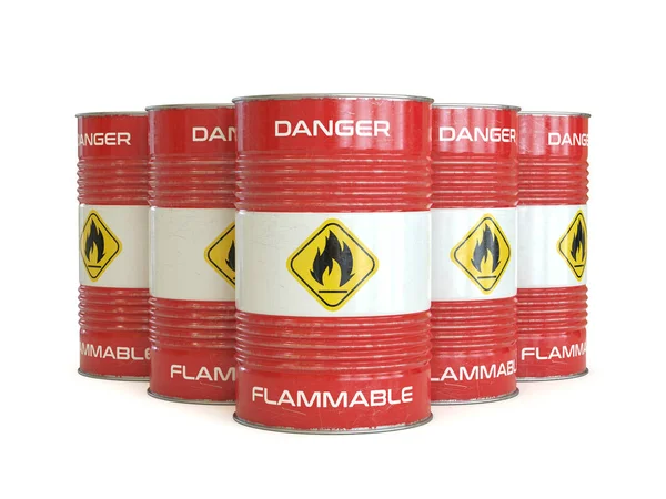 Flammable Substance Red Barrels Flammable Symbol Rendering — Stock Photo, Image