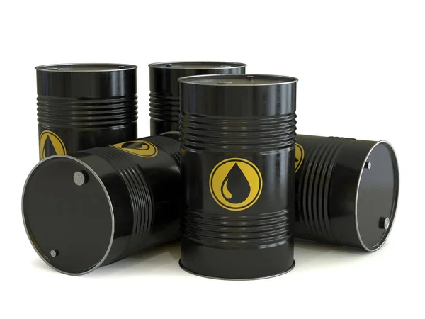 Petrol Oil Fuel Black Barrels Oil Drop Symbol Rendering — Stock Photo, Image