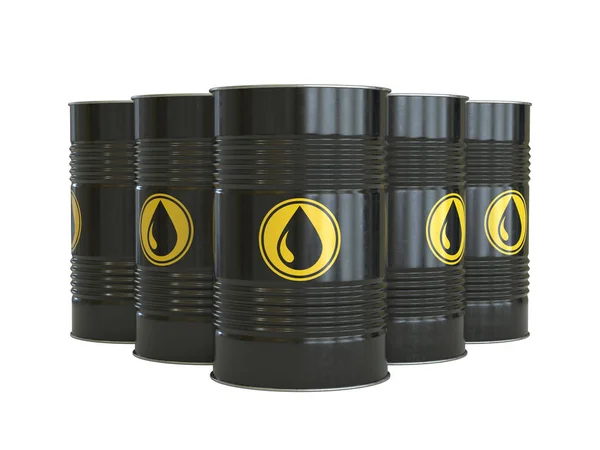 Petrol Oil Fuel Black Barrels Oil Drop Symbol Rendering — Stock Photo, Image