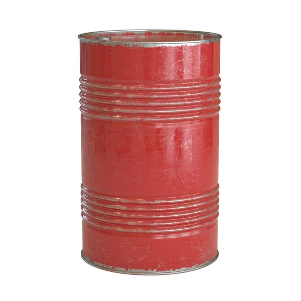 Old Red Barrel Isolated White Background Rendering — Stock Photo, Image