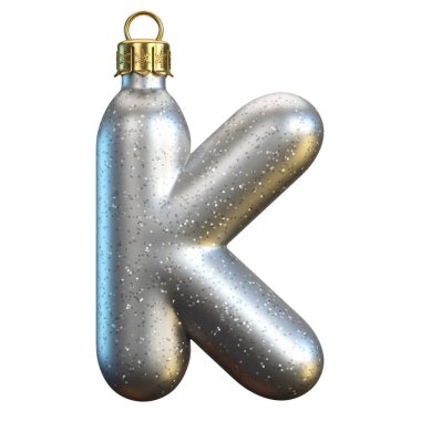 Noel ağacı süsleme yazı tipi, K harfi 3d render