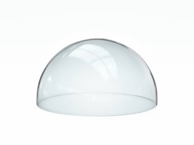 Cam kubbe, beyaz arkaplanda cam zil 3D görüntüleme