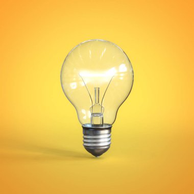 Sarı zemin üzerinde ampul 3d görüntüleme