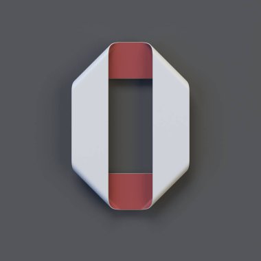 Origami kağıt yazı tipi, katlanmış kurdele yazı tipi 3d, numara 0