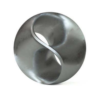 Üç boyutlu küresel yin yang soyut metalik modern heykel 3d
