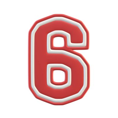 Klasik Sport Team yazı tipi. Amerikan futbolu, beyzbol ya da basketbol için klasik yazı tipi. 3D illüstrasyon, numara 6.