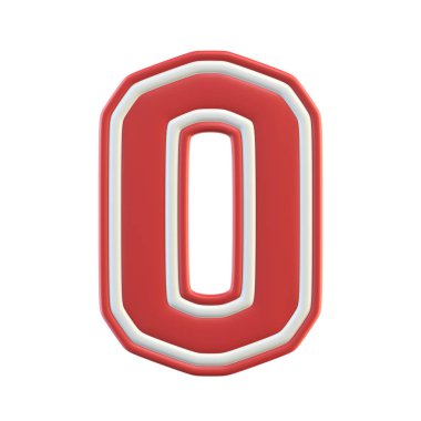 Klasik Sport Team yazı tipi. Amerikan futbolu, beyzbol veya basketbol için klasik yazı tipi. 3D illüstrasyon, O harfi.