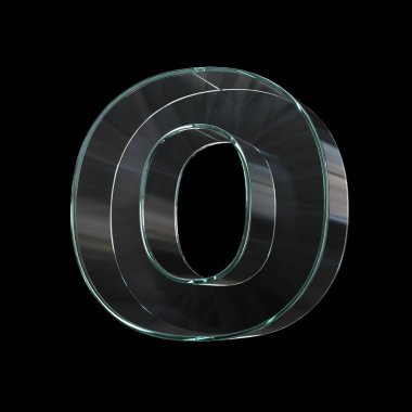 Cam yazı tipi 3d görüntüleme, O harfi.