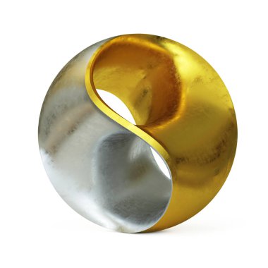 Üç boyutlu küresel yin yang soyut modern heykel 3D