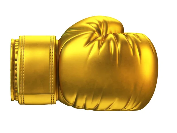 Luva Boxe Dourado Isolado Fundo Branco Renderização — Fotografia de Stock