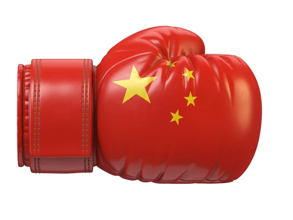 Drapeau Chine Sur Gant Boxe Rendu Boxe Chinoise — Photo