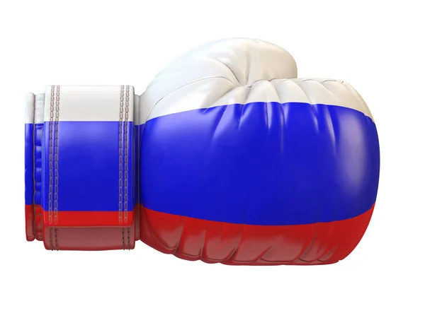 Flag Russian Federation Boxing Glove Russian Boxing Rendering — Stock Photo, Image