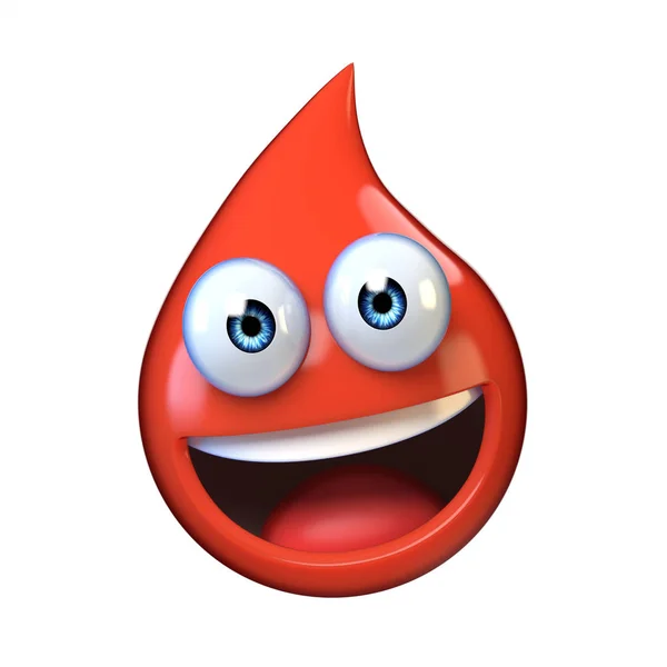 Bloeddruppel Mascote Met Glimlachend Gezicht Rendering — Stockfoto