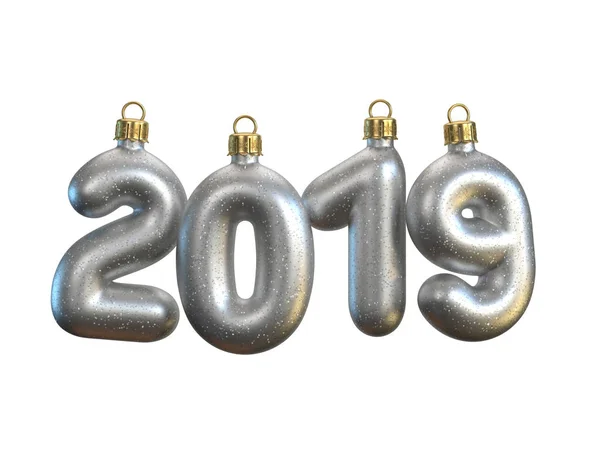 Weihnachtsbaumschmuck Form Der Zahl 2019 Dekor Neujahr 2019 Rendering — Stockfoto